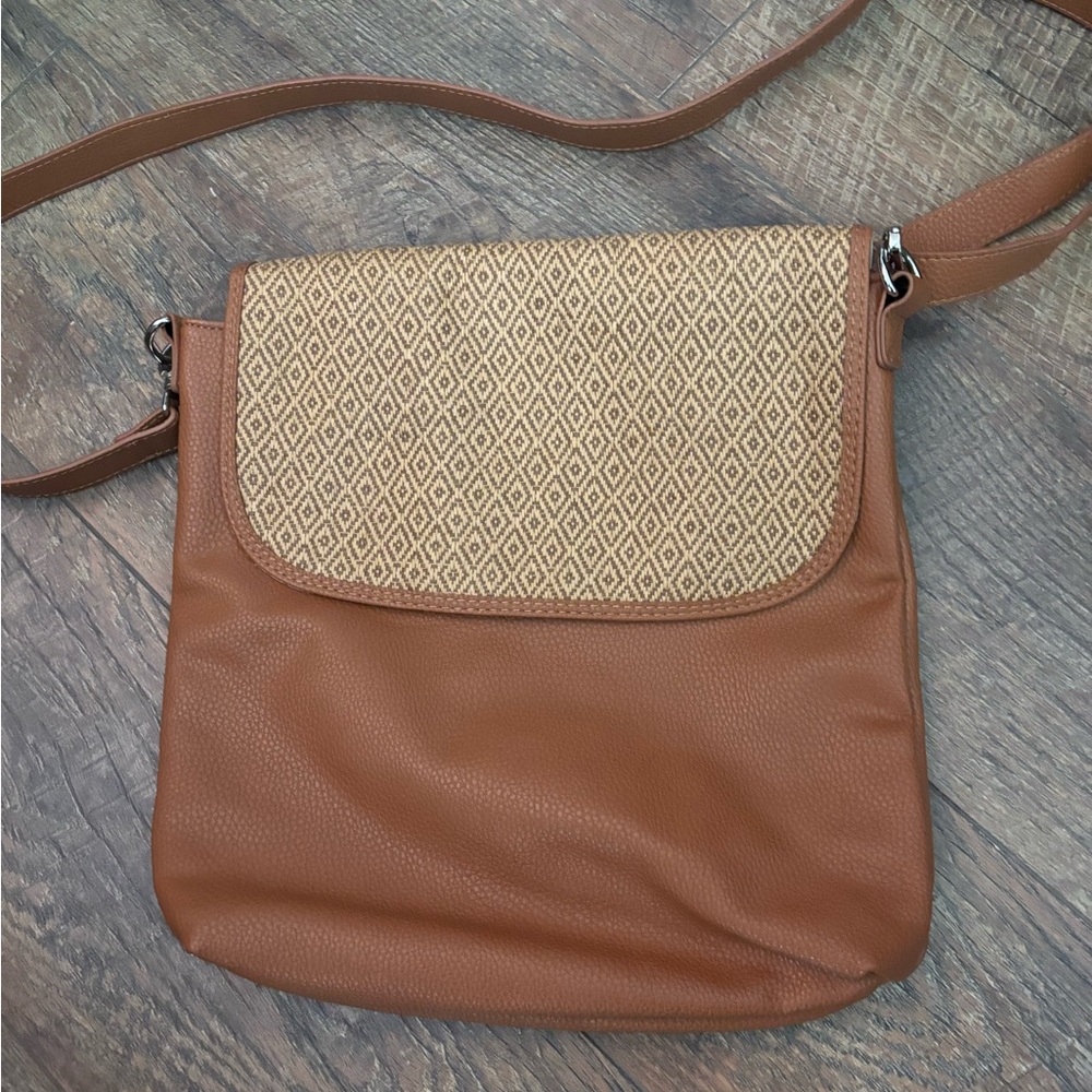 Thirty-One Textured Brown and Tan Crossbody Bag